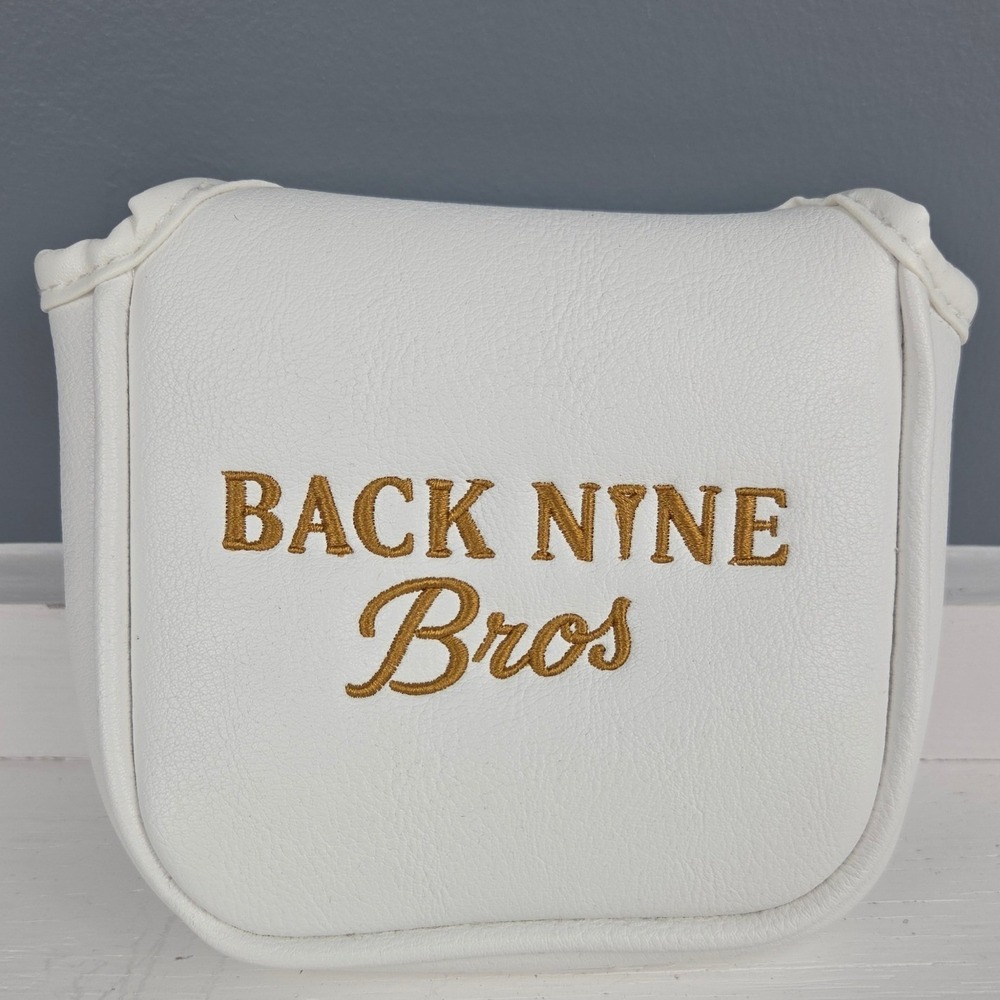 Back Nine Bros White Gold Golf Putter Headcover Magnetic Closure Soft Lining New